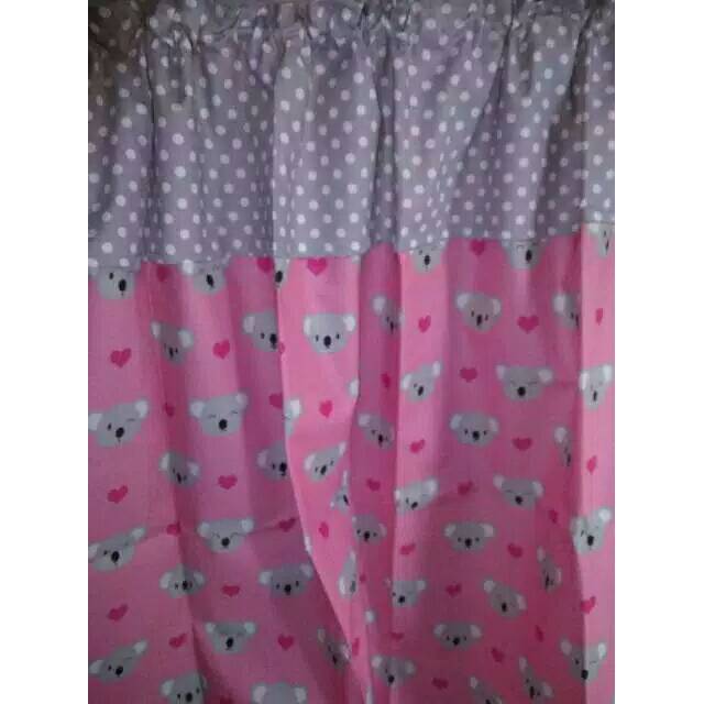 Gorden bawah kompor/Gorden kolong dapur motif panda pink