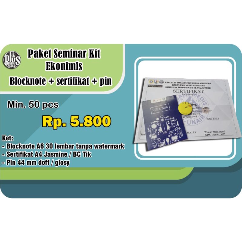 

SEMINAR KIT // BLOCKNOTE+PIN+SERTIFIKAT
