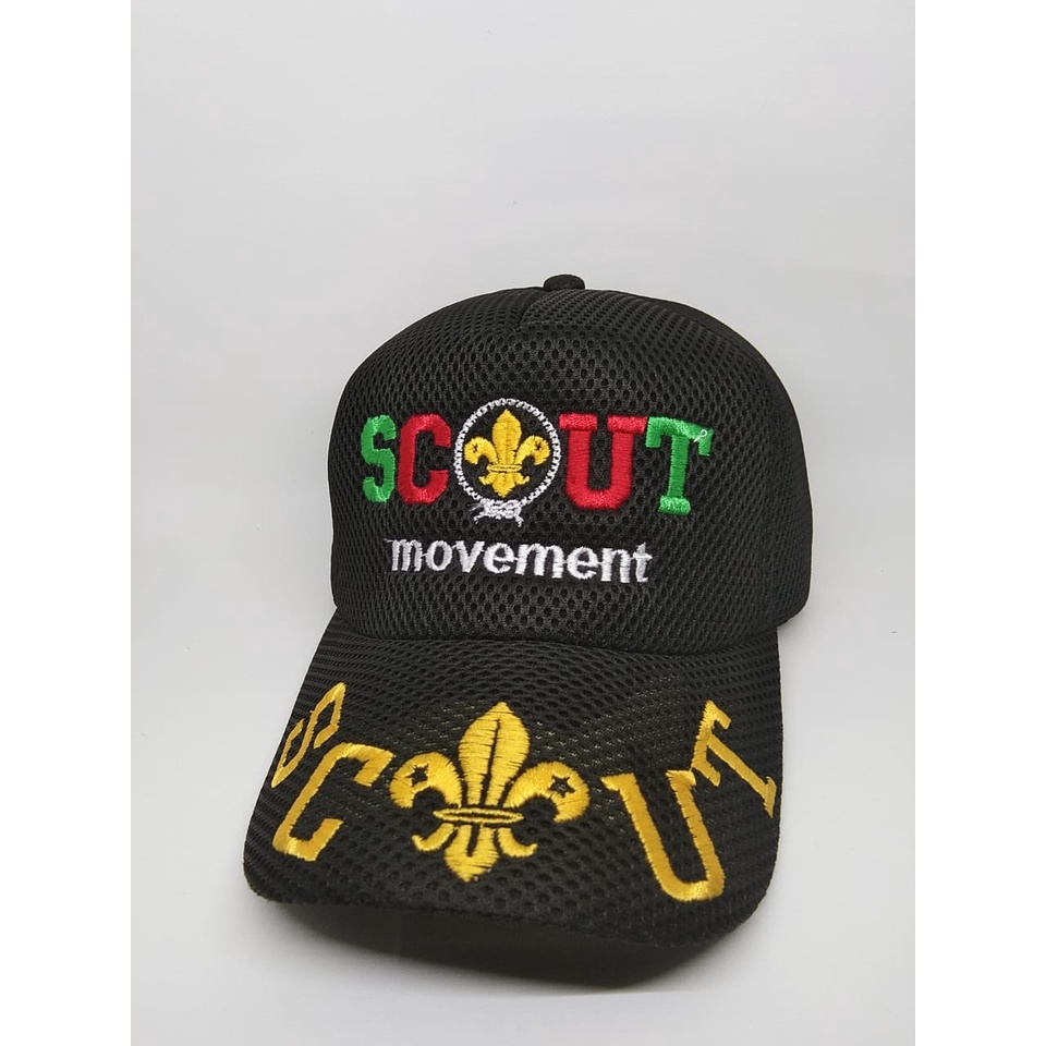 TOPI PRAMUKA SCOUT JARING DOUBLEMESS BORDIR MURAH
