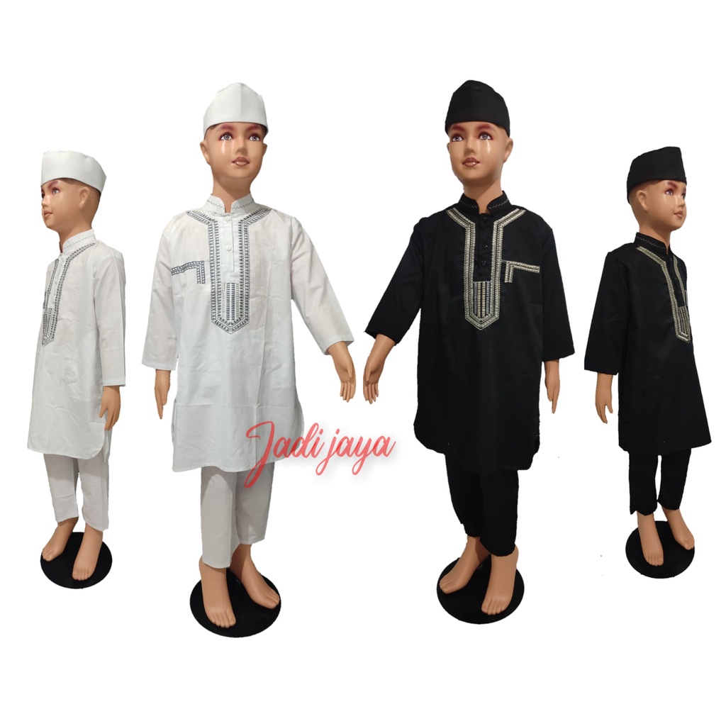 Setelan Koko Kurta Bordir Koko Anak Lengan Panjang Size 1-12 Tahun