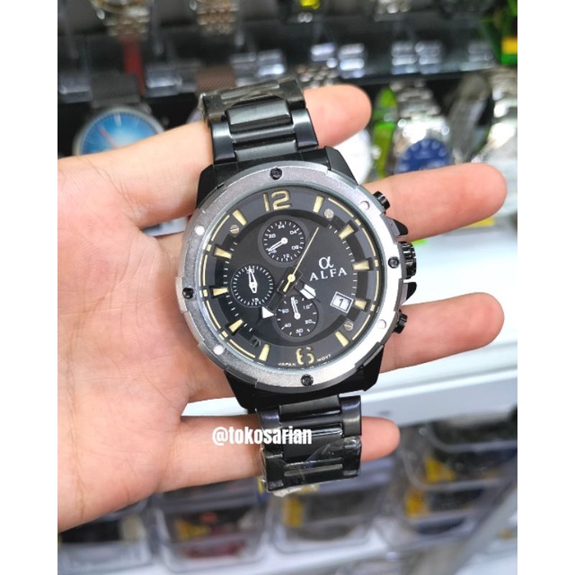 Jam Tangan Alfa Original Rantai Pria Sport Chrono Aktif Terbaru
