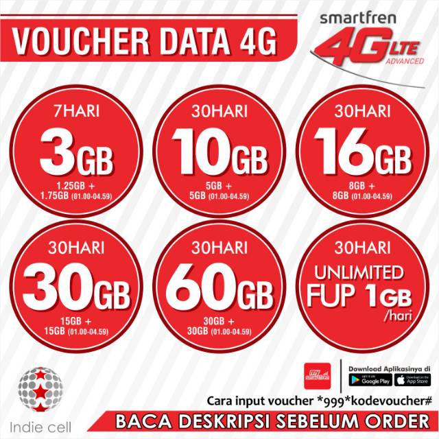 Voucher Data Smartfren 4G 3GB/10GB/16GB/30GB/60GB ...