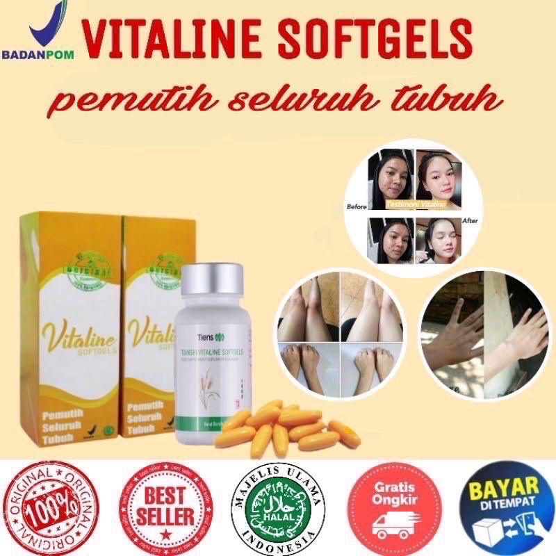 [Botol Kosong] VITALINE SOFTGEL VITAGEL TIENS PEMUTIH TUBUH VITAGEL SOFTGELS OBAT PIL KAPSUL PEMUTIH