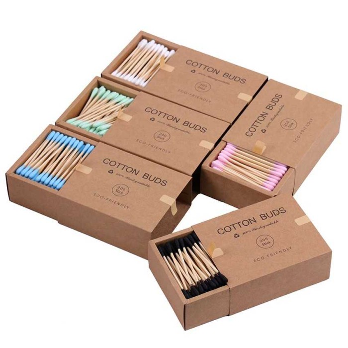 Korek Kuping Cotton Buds Bambu Pembersih Telinga 200Pcs