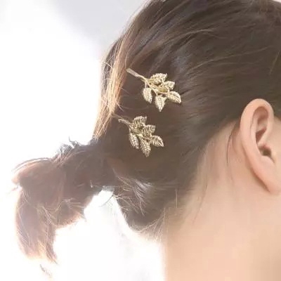 Retro Golden Leaves Hairpin Woman Fashion Hair Clip Side Clip Hair Accessories