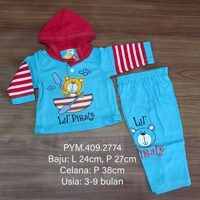 Piyama bayi cowok 3-12 bulan / baju dan celana tidur bayi / pakaian tidur bayi