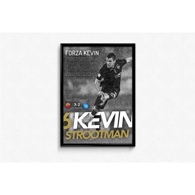 Exclusive Frame Minimalis + Poster Roma Kevin Strootman #005 &quot;FORZA KEVIN!&quot; ( Poster Bola / Soccer )