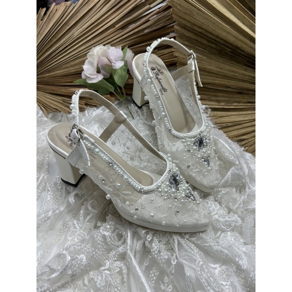 Rafaizoutfit sepatu wedding sepatu wanita pesta kiyarisa putih tinggi 7cm tahu