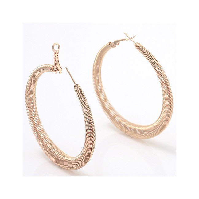 LRC Anting Tusuk Elegant  Spring Shape Design Pure Color Earrings