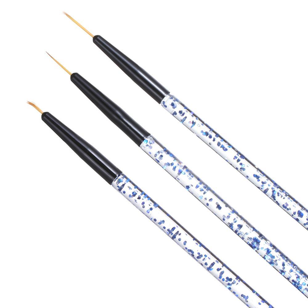Preva 3pcs/Set Kuas Nail Art Biru/Ungu Alat DIY Manicure Drawing