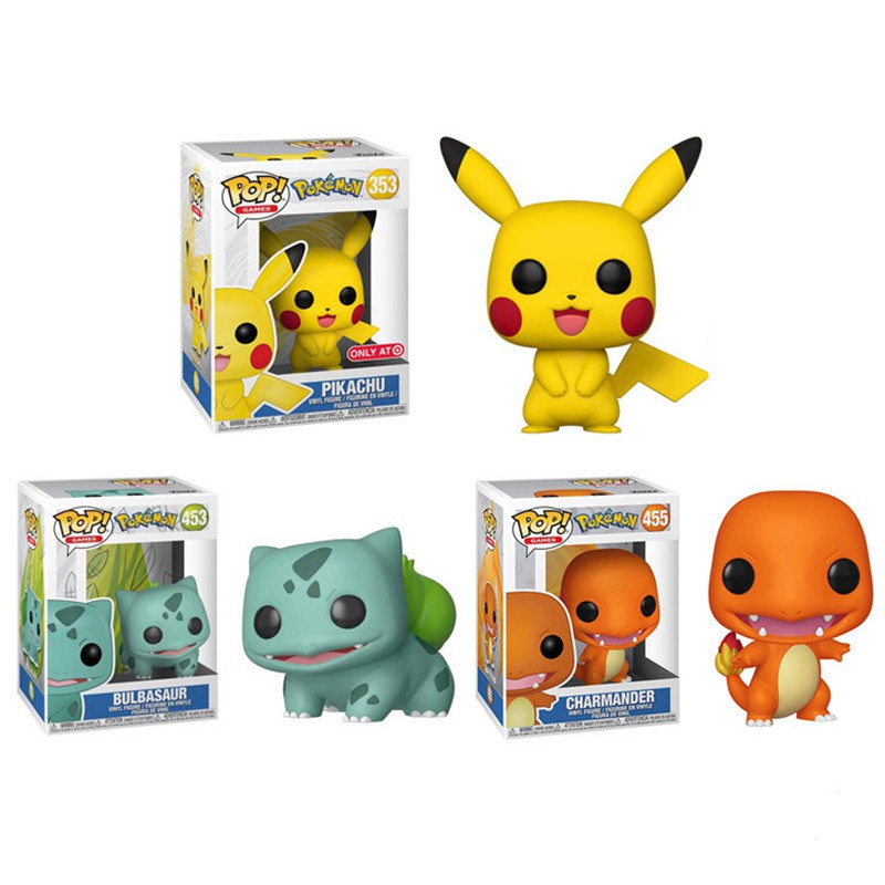 1pc Mainan Action Figure FUNKO POP Anime Pokemon Bulbasaur Charmander Pikachu Bahan PVC Untuk Hadiah