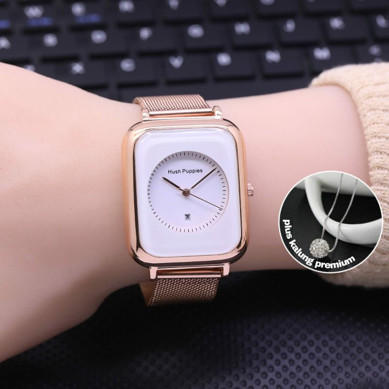 (COD) JAM TANGAN WANITA  HUSH PUPPIES RANTAI MAGNET FREE KALUNG