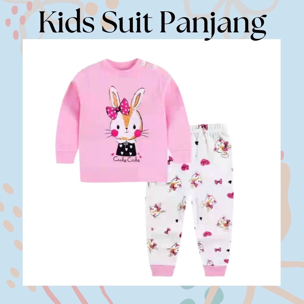 LittleAaron KIDS SUIT PANJANG Setelan Anak Bahan Kaos Lengan + Celana Berkualitas Import cewek cowok NEW1