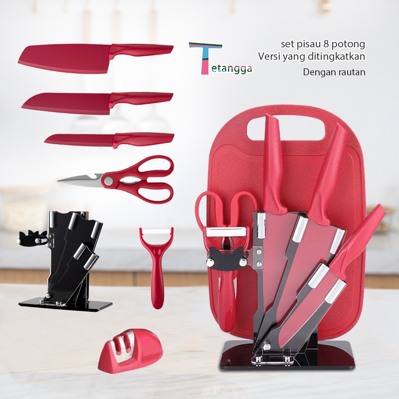 PISAU DAPUR / KITCHEN KNIFE SET 8 IN 1 Keramik Set +Rautan + Talenan TETANGGA VS-1816