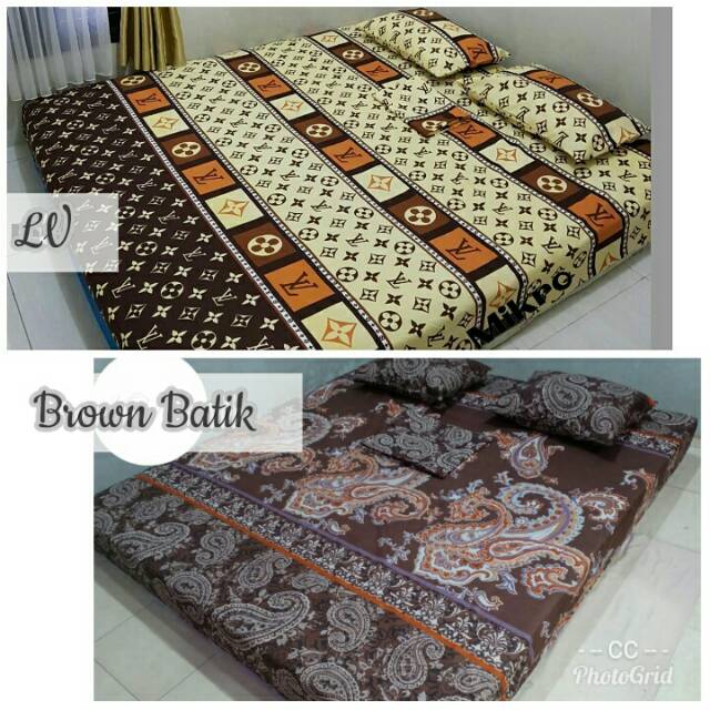SPREI katun / sprei homemade extra king 200x200 / sprei LV jumbo / sprei batik coklat / sprei murah