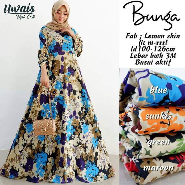 Gamis maxy Bunga dress UWAIS