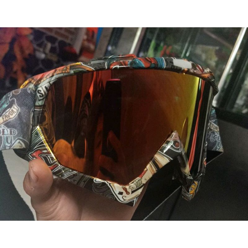 Grab Medan Kacamata Goggles kaca mata motor Ski Ice Skating Double Layers UV400 A4 A5 PHMAX black