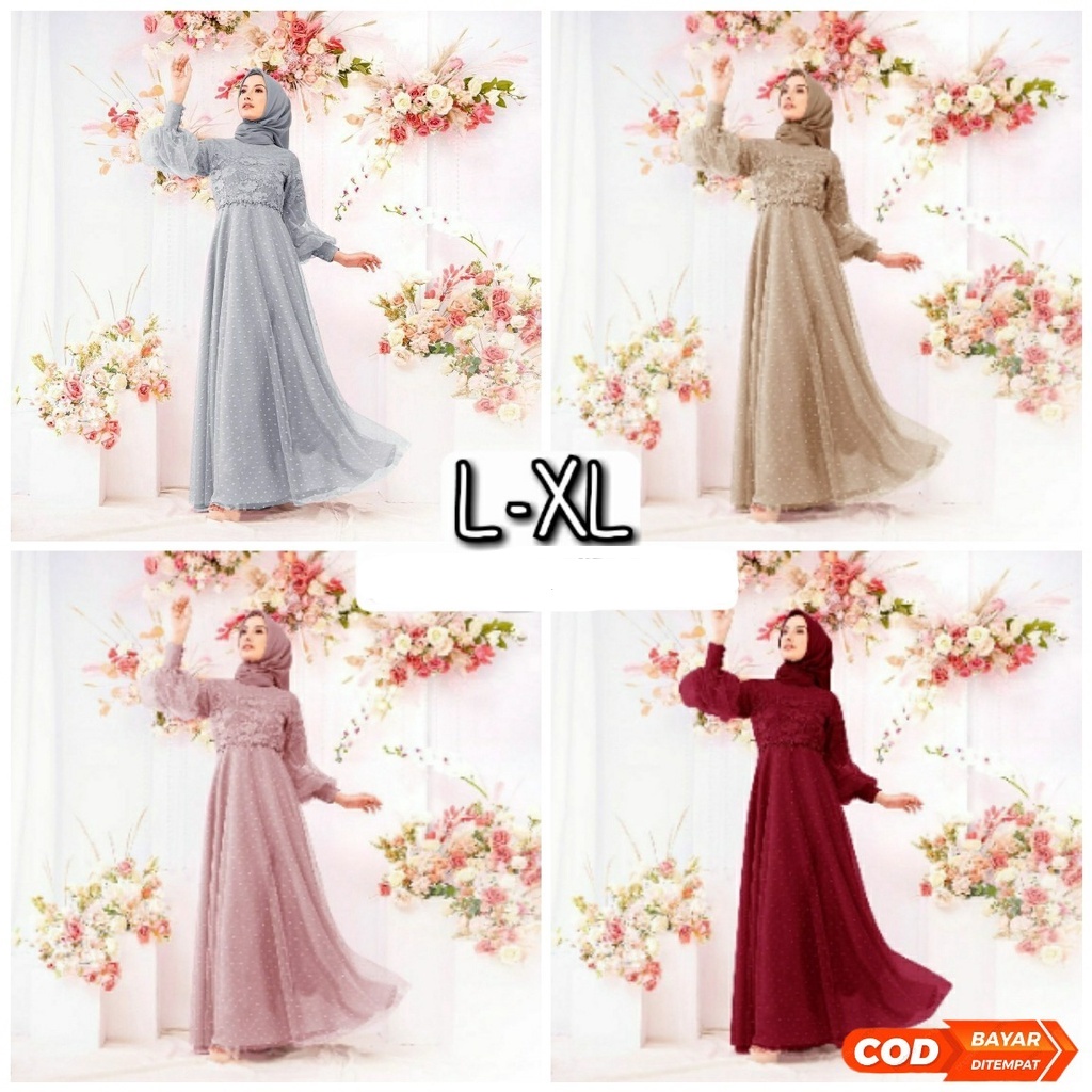 ( COD ) MAXI SELINA RD GAMIS TILEDOT GAMIS WANITA MAXI DRESS SERAGAM UNDANGAN PERNIKAHAN BRIDESMAID MEWAH BAGUS