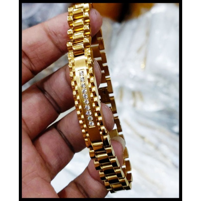 Gelang Rolex permata mewah titanium pria wanita