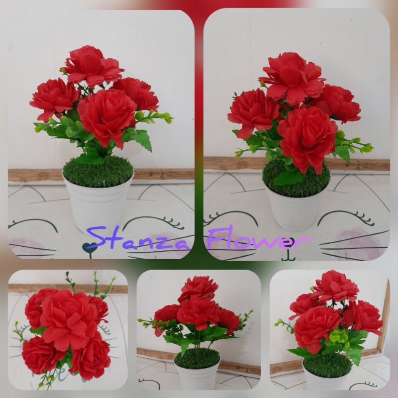 Bunga peony merah mekar artifisial
