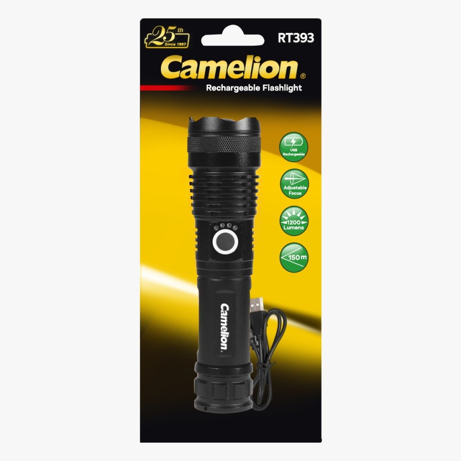 Senter Led Zoom Camelion Rechargeable Flashlight RT393