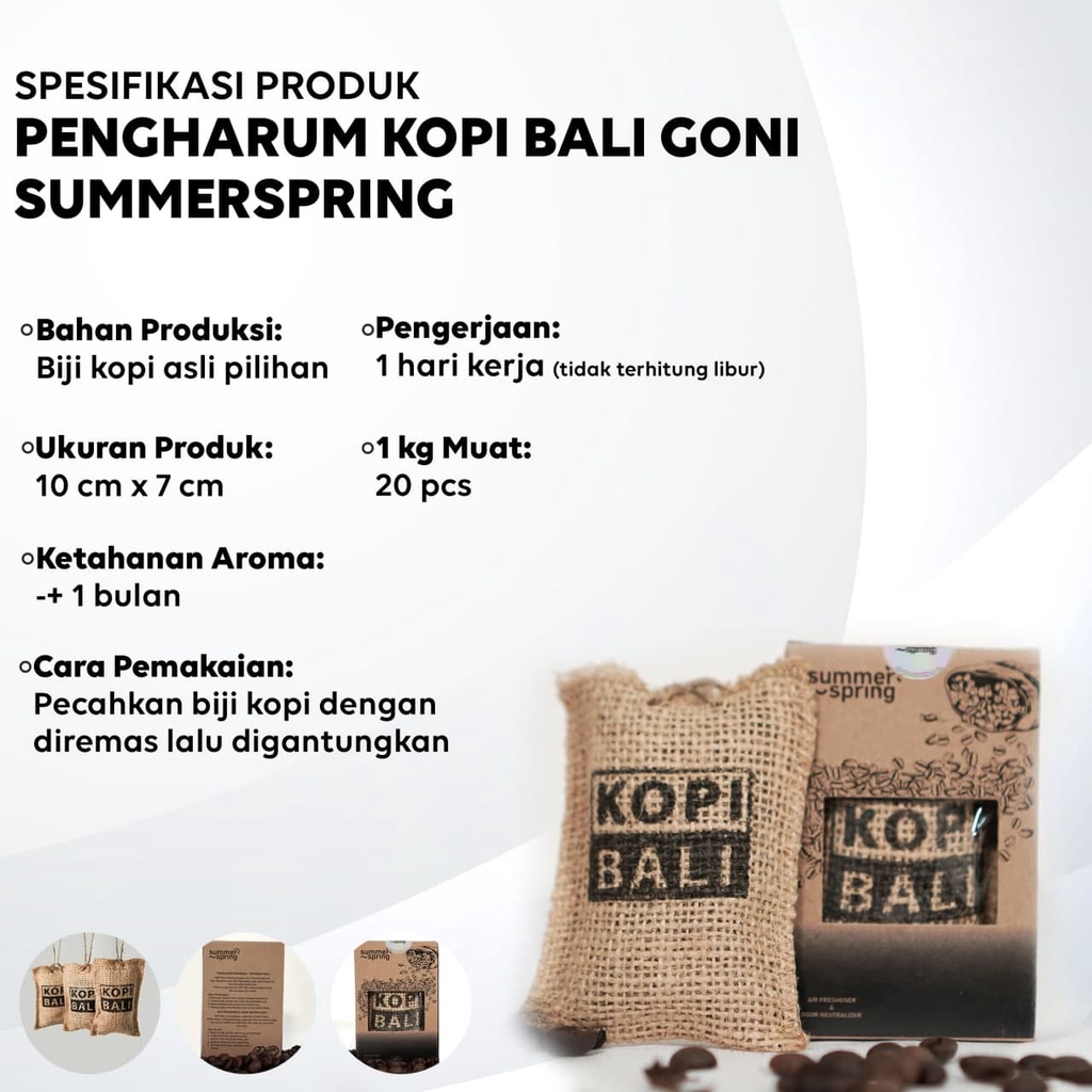 Parfum Mobil Pengharum Ruangan Pewangi Kamar Tidur Harum Summer Spring | Goni | Aroma Kopi Bali