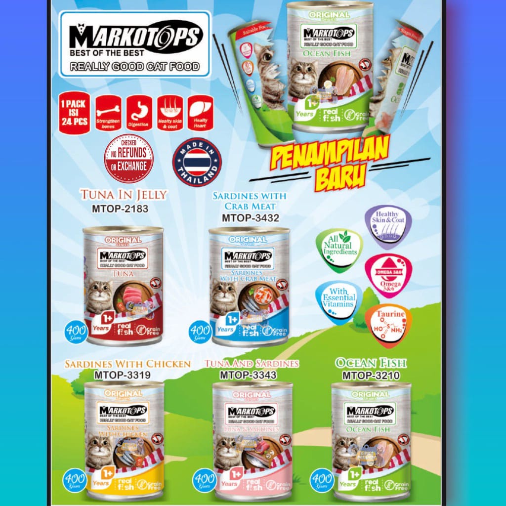 Markotop / Wet Food / Makanan Basah Kaleng Untuk Kitten/Anak Kucing 400gr