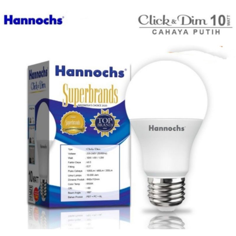 LAMPU LED HANNOCHS CLICK &amp; DIM 10 W