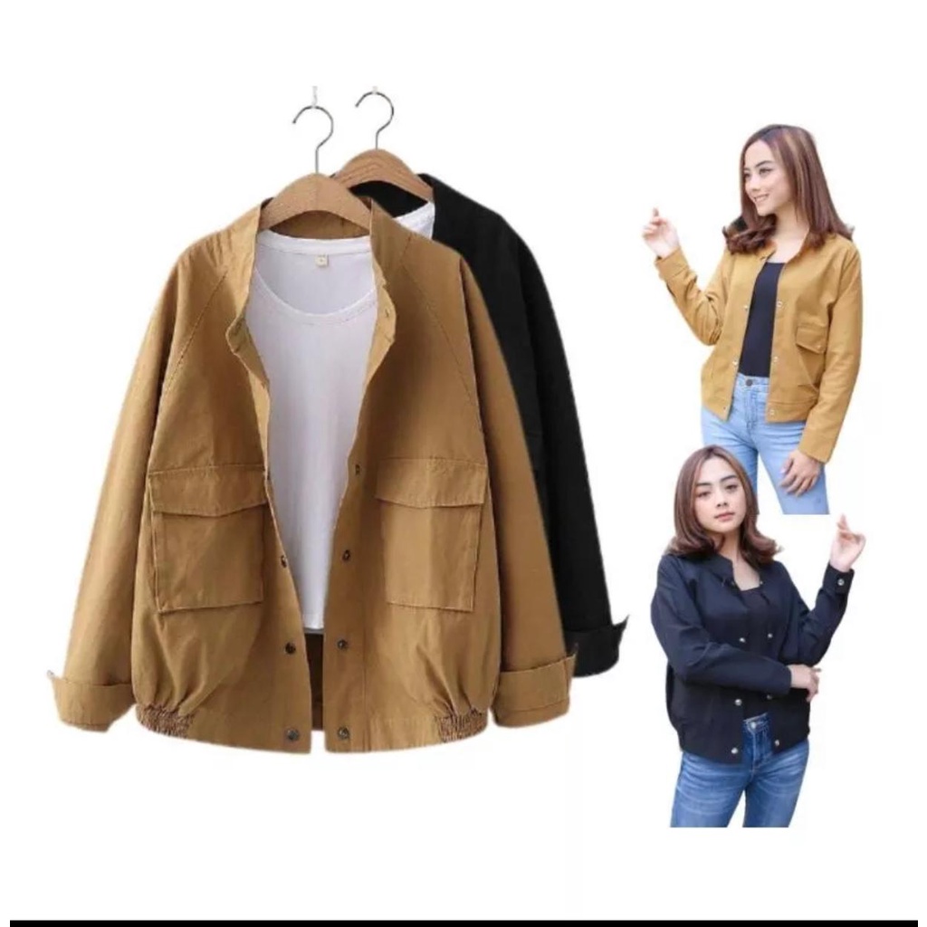 Selly Jaket Parka Wanita - Jaket Semi Parka Wanita - Jaket Selly Big Pocket Wanita