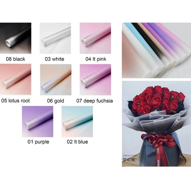 Jual Cellophane Gradient Double Frame 58x58cm Kertas Buket Wrapping