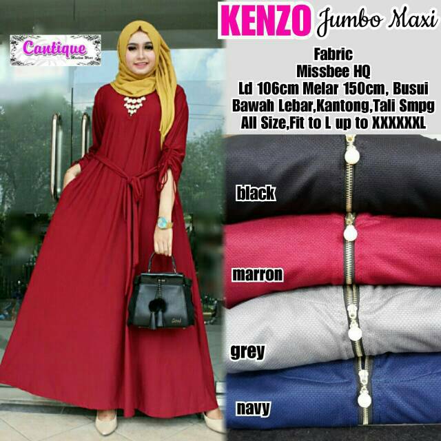 Kenzo Jumbo Maxi Dress wanita baju murah syari gaun cantik gamis kekinian busui long