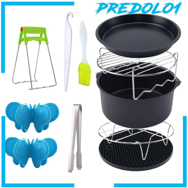 [PREDOLO1] 10 Pieces Air Fryer Accessories Steel Skewer Rack for BBQ Home Kitchen