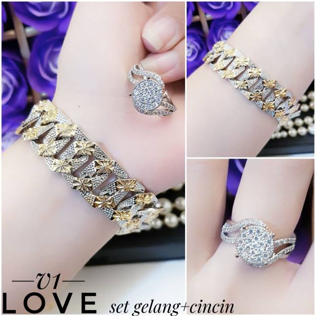 Xuping gelang dan cincin lapis emas 1911i