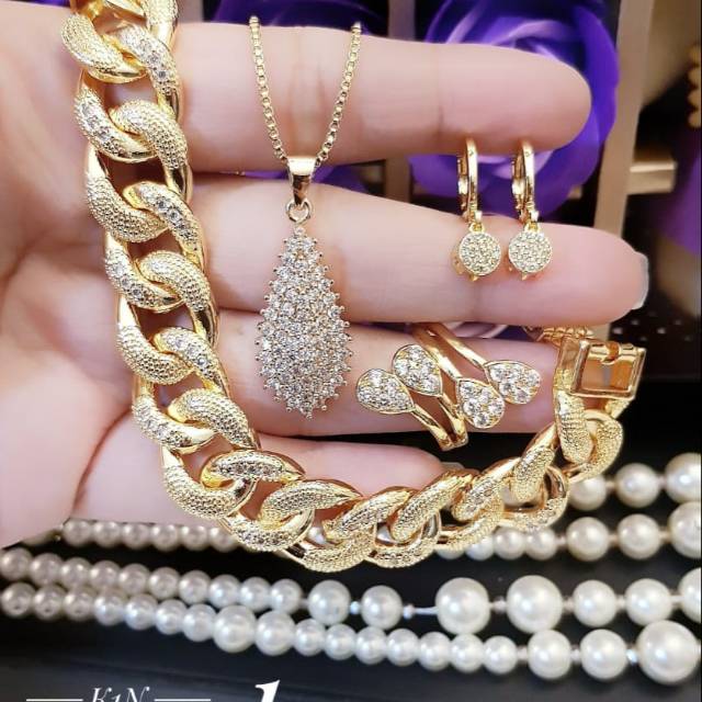 Xuping set perhiasan lapis emas 24k 1915i