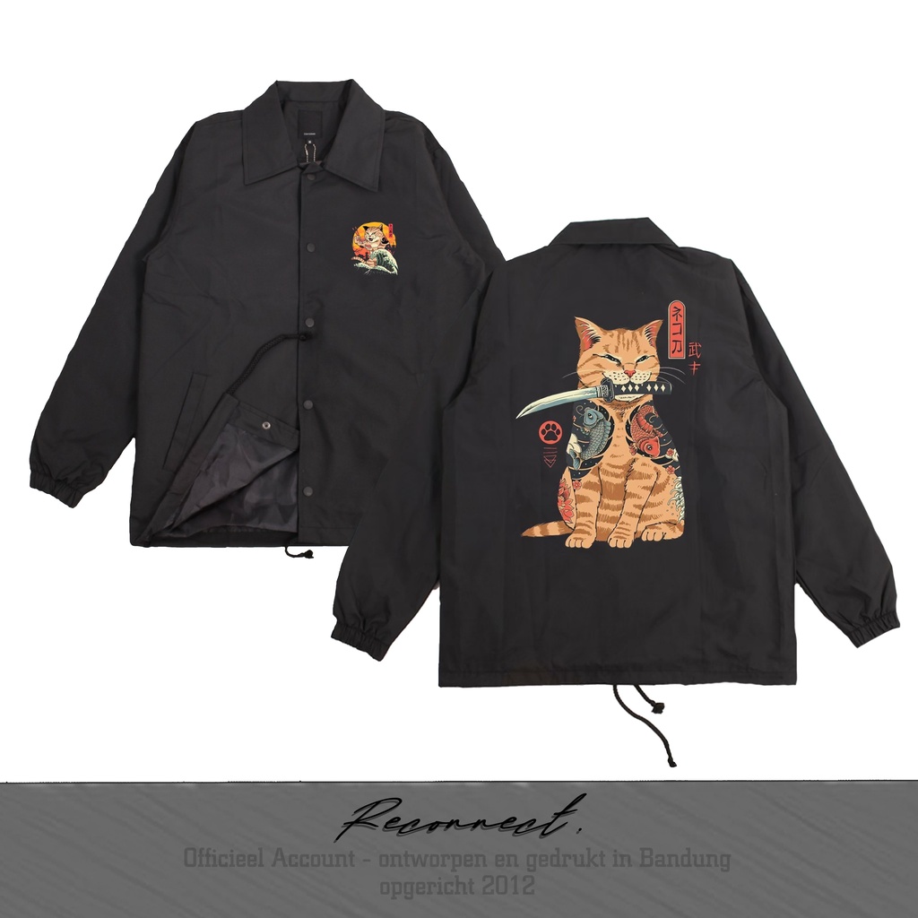 Reconnect Coach Jacket Japanese Catana - Samurai Cat Japan - Unisex