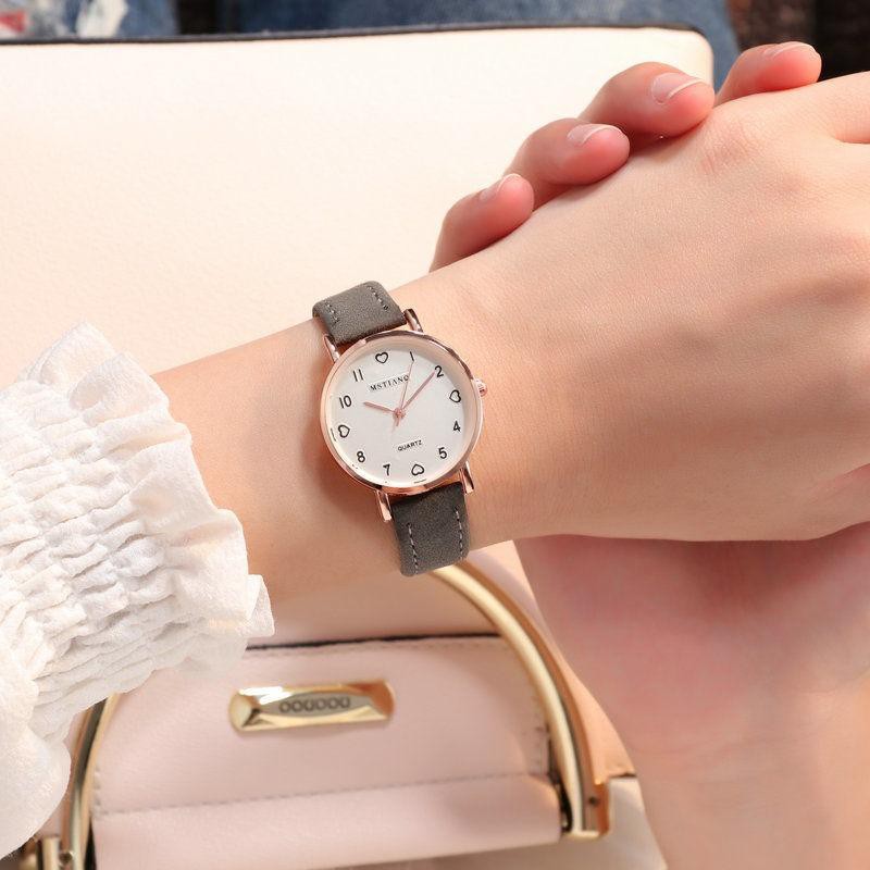 ELBER J171 Jam Tangan Kulit Wanita Polos Jam Cewek Analog Mini Tali Kecil-6