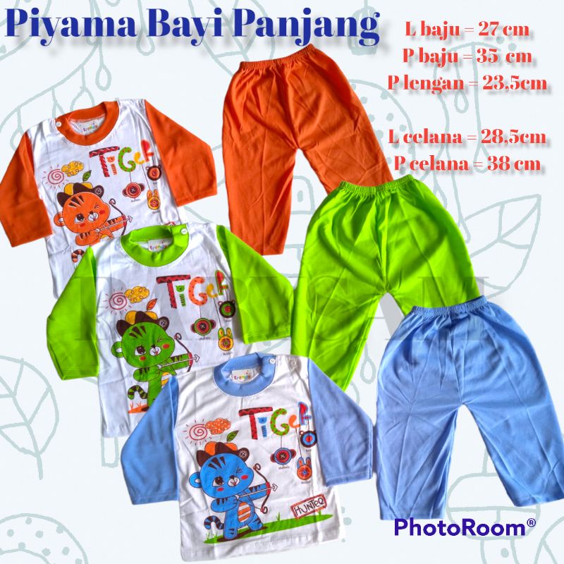 Setelan Bayi Trendy Lengan Panjang || Piyama Bayi 2-12Bulan