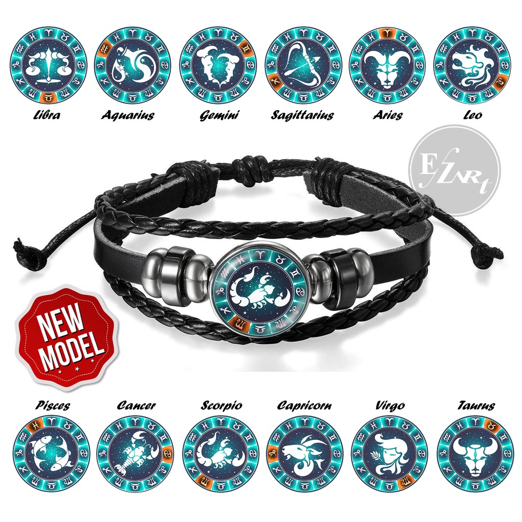 MODEL TERBARU! Gelang Rasi Zodiak 12 Zodiac Constellation Kulit Kepang Multilayer Keren