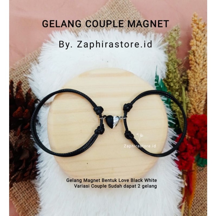 GELANG COUPLE MAGNET LOVE BLACK WHITE | MAGNET LOVE SILVER