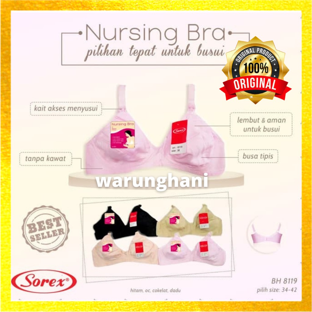 SOREX 8119 - BH Menyusui Bra Menyusui Sorex Polos Nursing Bra Tanpa Busa Tanpa Kawat