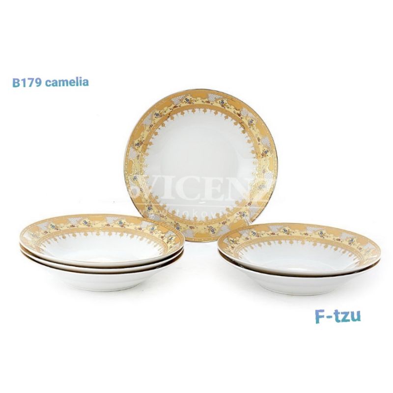 Piring makan 9 inch B179 motif camelia merek Vicenza