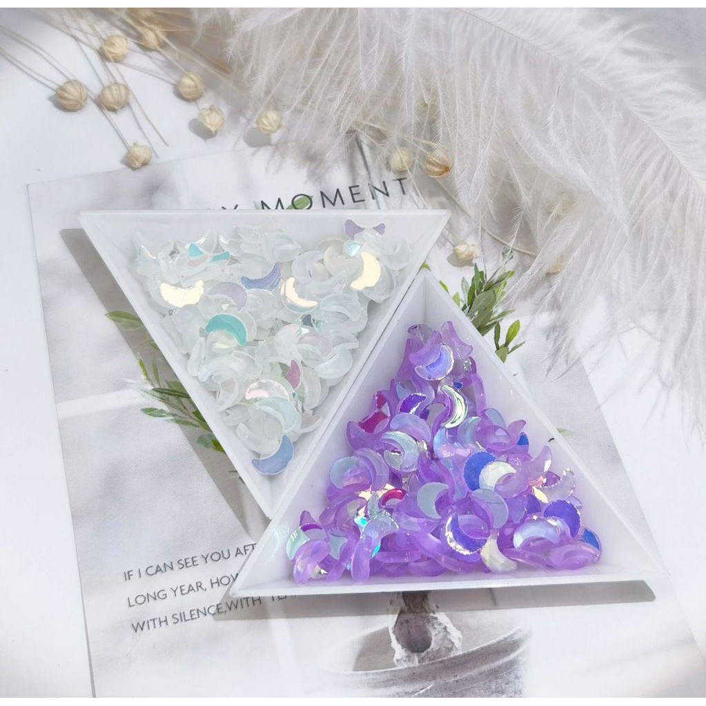 AUGUSTINA Agustina Aurora Nail Art Dekorasi Bulan Flatback 3D Glitter Perhiasan Kuku Berlian Kristal DIY Manicure Aksesoris