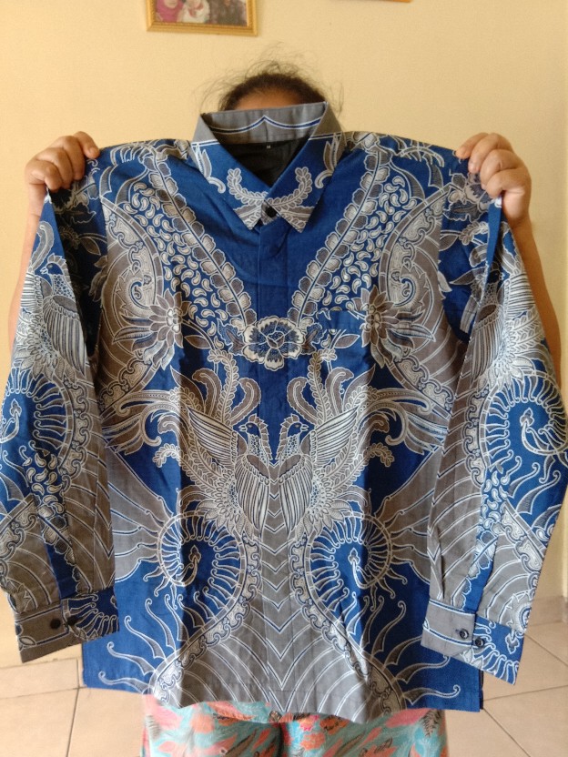 Skandia Navy Kemeja Batik Pria Full Furing Katun Primisima