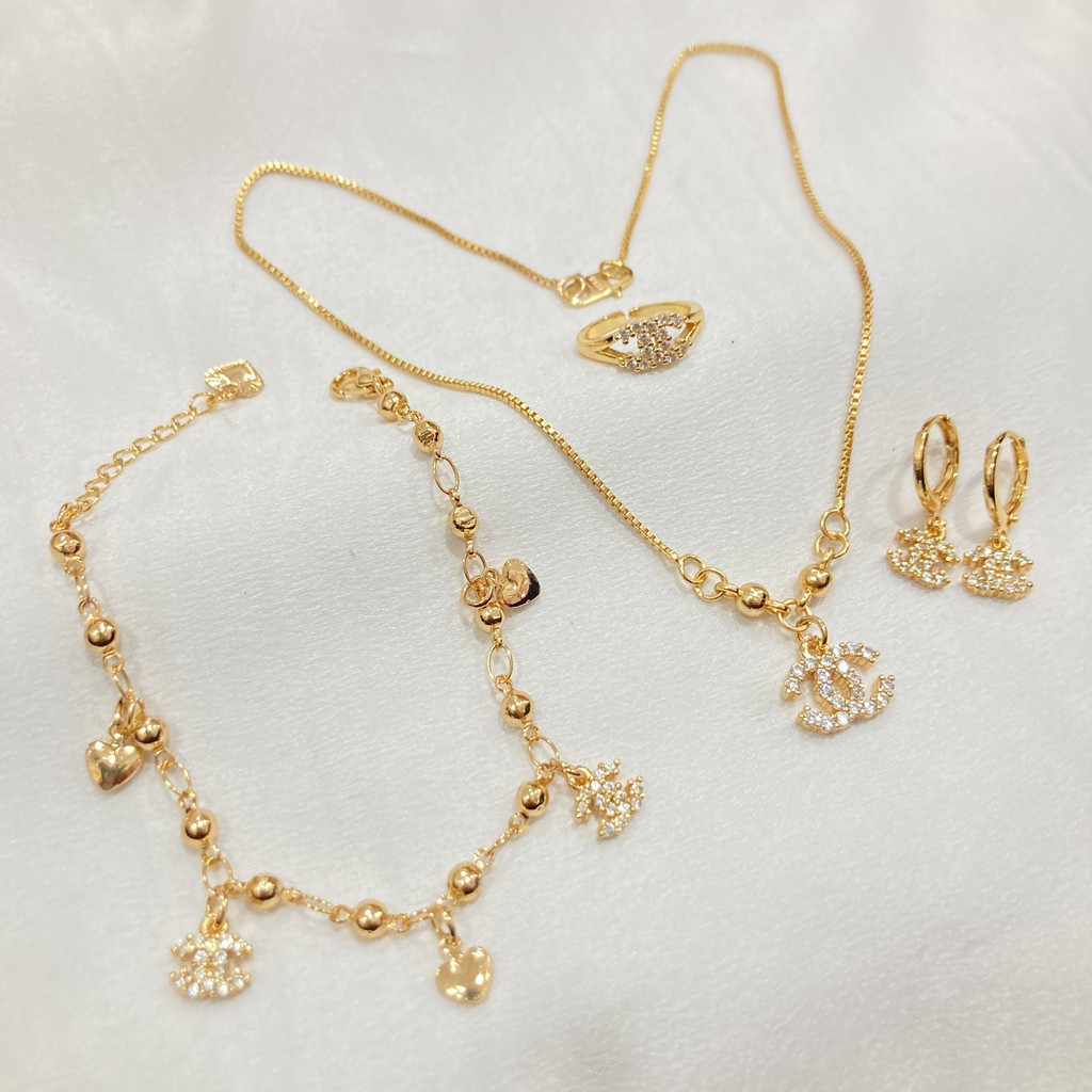 Set Anak Permata Lapis Emas Aksesoris Perhiasan Anak Kalung Gelang Anting Cincin SPA31