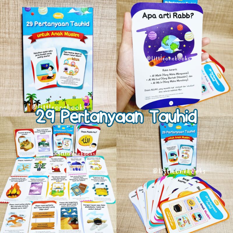 29 Pertanyaan Tauhid Pertamaku / Kartu Tauhid ahlan / Flashcard anak Islam / buku tauhid anak
