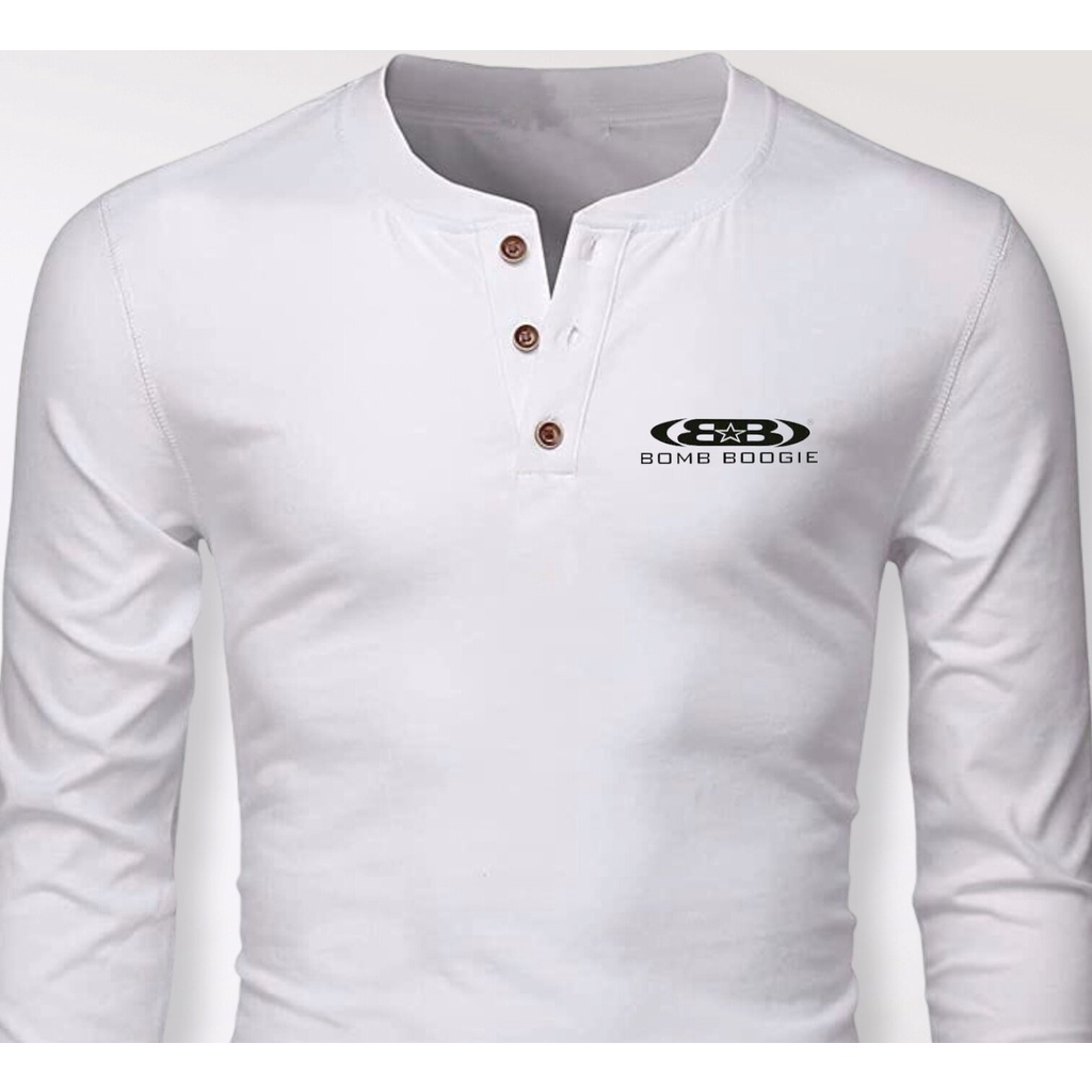 kaos kancing  kerah shanghai tangan panjang tebaru / semi koko / kaos koko