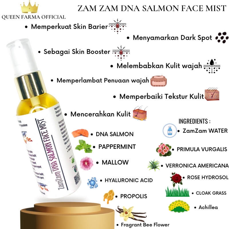 Zam zam face mist with DNA SALMON || FACE MIST GLOWING || FACE MIST || ZAM ZAM FACE MIST || FACE MIS
