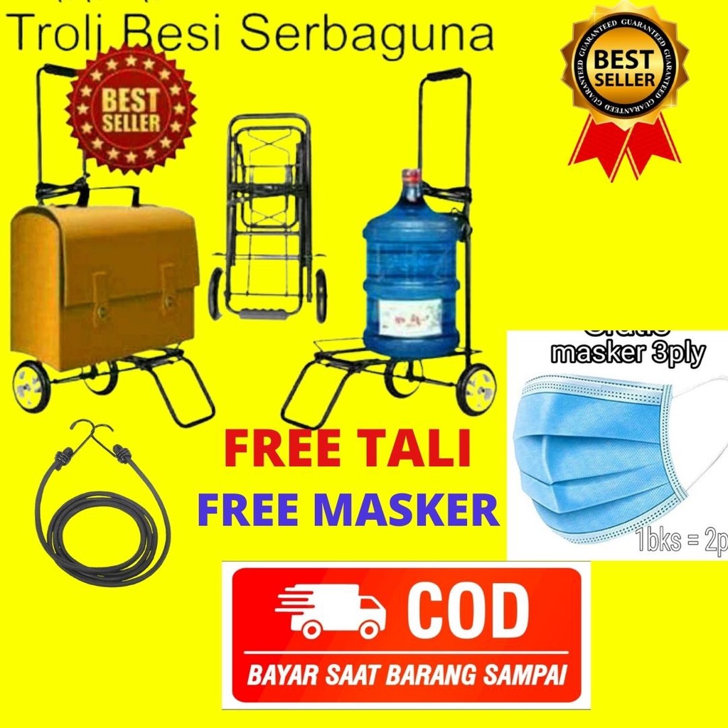 TROLLY LIPAT BESI. TROLLEY BESI LIPAT SERBAGUNA. TROLLY GALON AIR BARANG