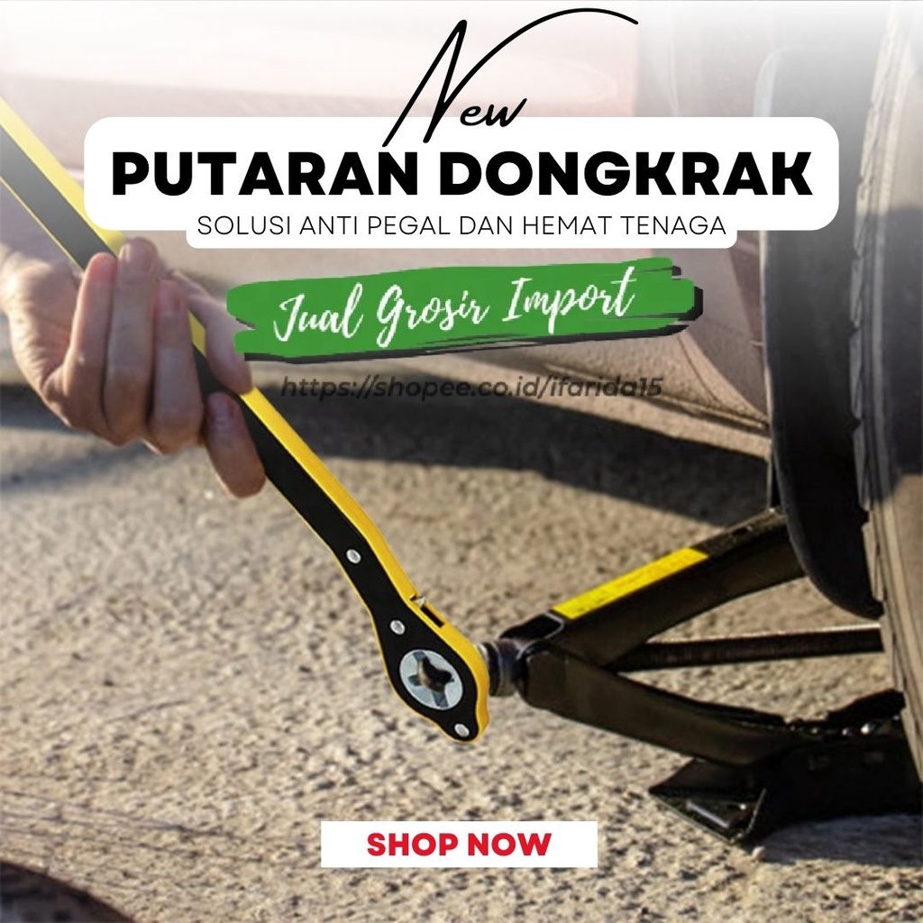 Besi Pemutar Dongkrak Mobil Universal Model Kunci Ratchet Wrench