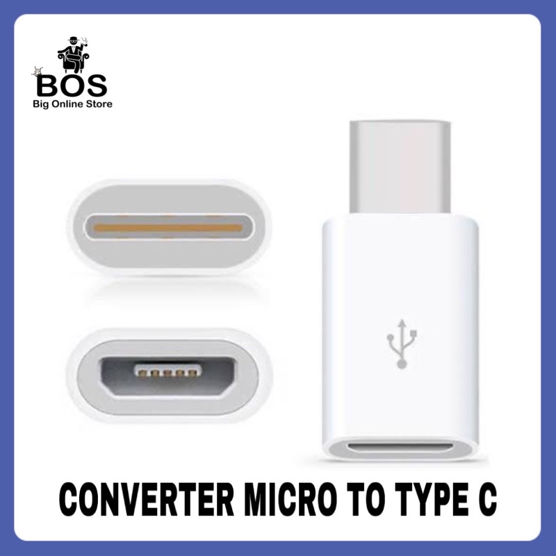 BOS - Sambungan Cas Kabel (Micro To Type C) / (V8 Ke Iphon / Lightning) | Konector / Converter Charger